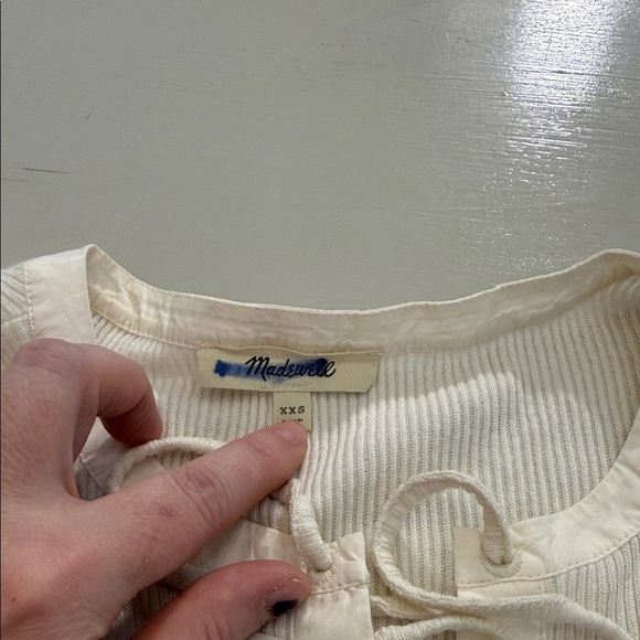 Madewell Ribbed Lace-Up Short-Sleeve Tee Size XXS - Picture 7 of 12